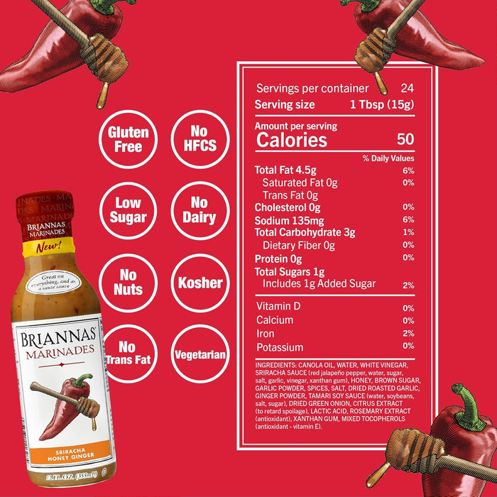 Briannas Marinade Sriracha Honey Ginger 12 fl