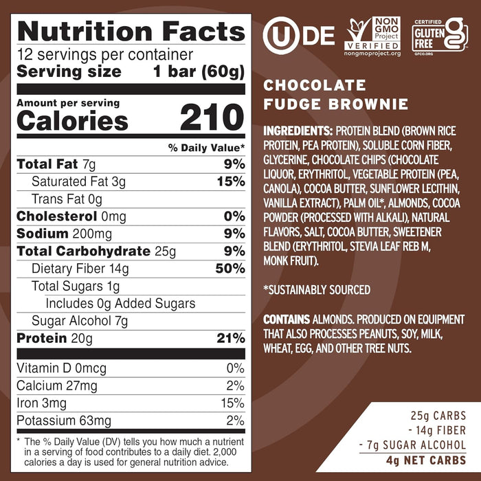 No Cow Bar  D'S Natural In Chocolate Fudge Brownie   2.12 Oz