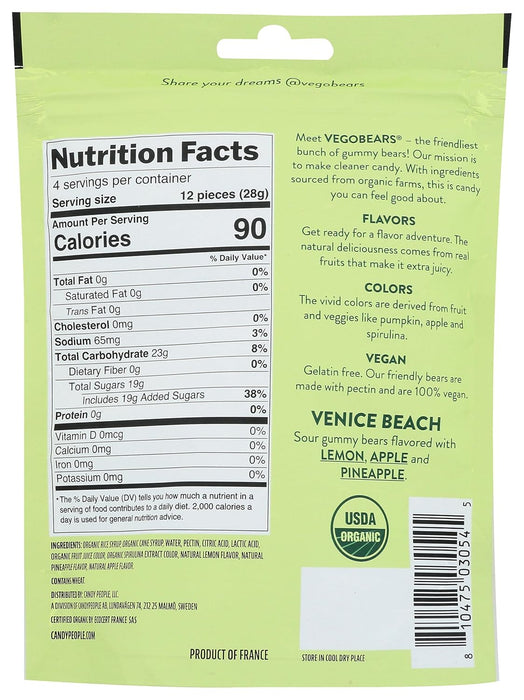 Vegobears Organic Gummy Bears Venice Beach Bag 4 oz