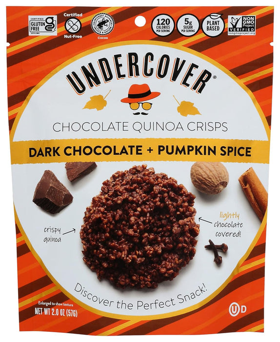 Undercover Chocolate  Quinoa Crisps Dark Chocolate & Pumpkin Spice   2 Oz