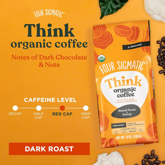 Four Sigmatic  Organic Dark Roast Think Lion's Mane Mushroom Coffee   12 oz