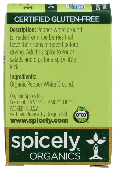 Spicely Organics  Organic Peppercorn White Ground  .45 Oz