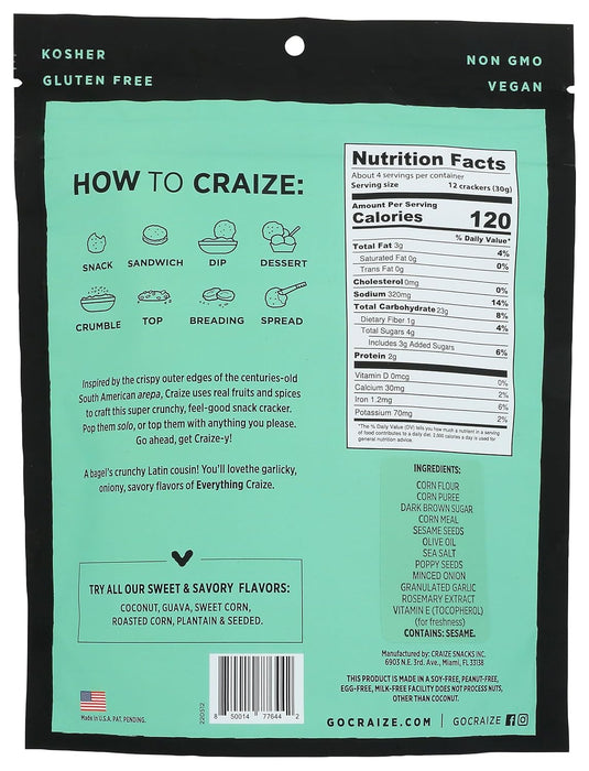 Craize  Toasted Snack Crackers  Everything  4 Oz