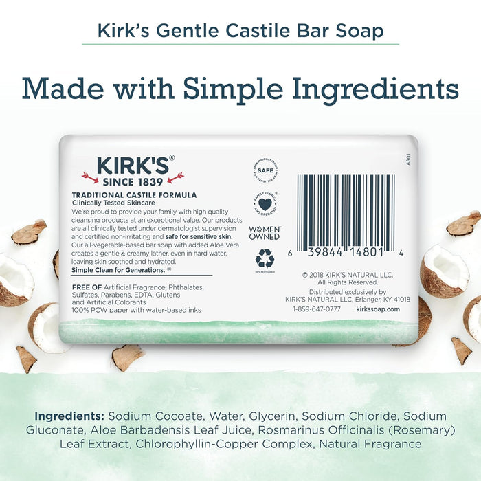 Kirk`S  Bar Soap Castile Soothing Aloe Vera  1 Each  3/4 Oz