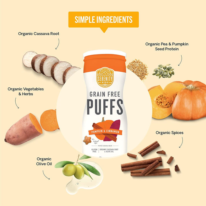 Serenity Kids  Grain Free Puffs Pumpkin And Cinnamon  1.5 Oz