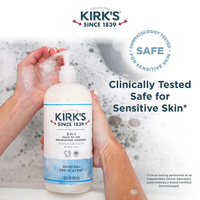 Kirk`S  3 In 1 Cleanser Original Fresh Scent  1 Each  32 Oz