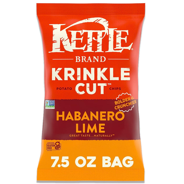 Kettle Brand  Krinkle Cut Potato Chips Habanero Lime  7.5 Oz