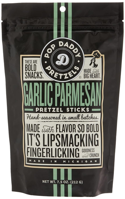 Pop Daddy  Garlic Parmesan Pretzel Sticks  7.5 Oz