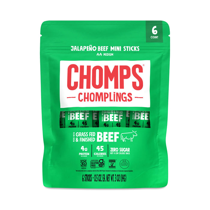 Chomps Mini Grass-Fed Beef Chomplings, Jalapeno