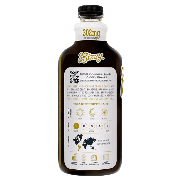 Bizzy Coffee Organic Light Roast Unsweetened Cold Brew 48 OZ