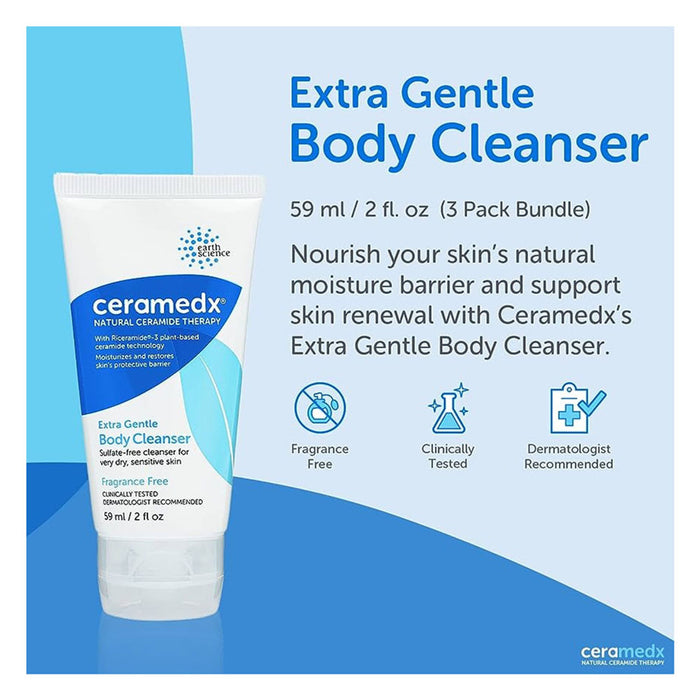 Ceramedx Extra Gentle Body Wash Cleanser Fragrance Free 2 Oz