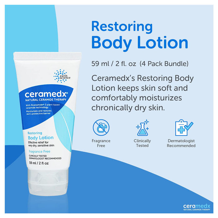 Ceramedx Restoring Body Lotion for Sensitive Skin Fragrance Free 2 Oz