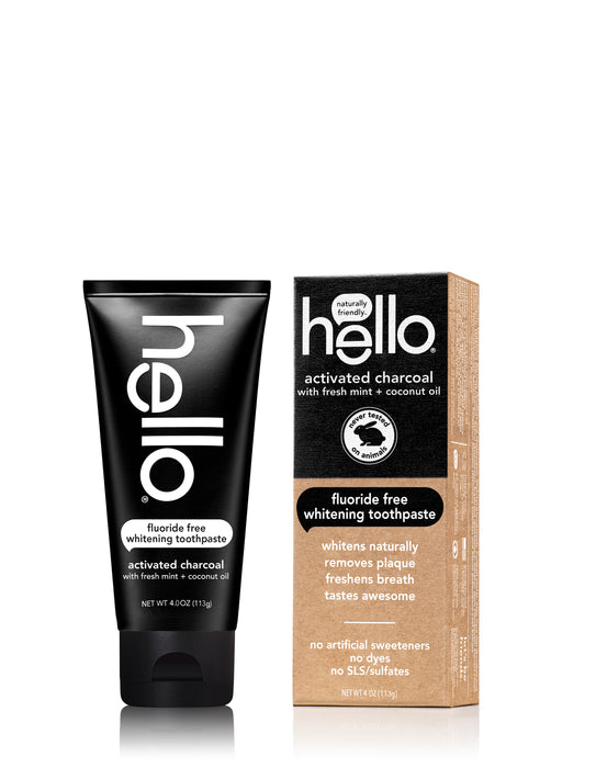 Hello Products  Toothpaste Activated Charcoal Whitening Fluoride Free  4 Oz