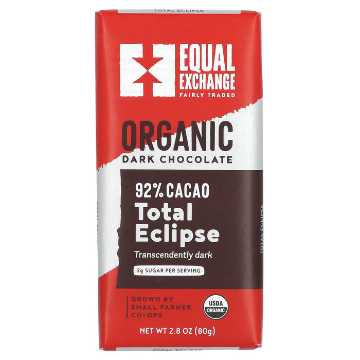 Equal Exchange  Organic Total Eclipse 92% Dark Chocolate Bar   2.8 Oz