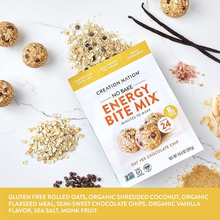 Creation Nation  Oat Yes! Chocolate Chip Vegan Energy Bite Mix   10.4 Oz