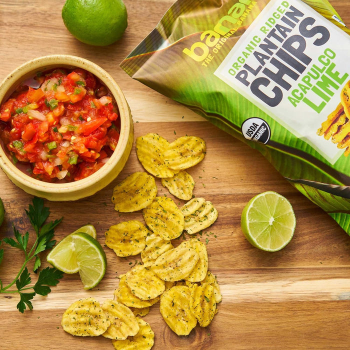 Barnana  Organic Ridge Cut Plantain Chips Kettle Cooked Acapulco Lime  5 Oz