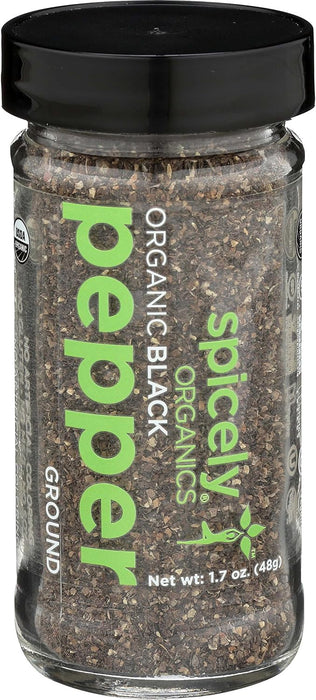 Spicely Organics  Organic Peppercorn Black Ground  1.7 Oz