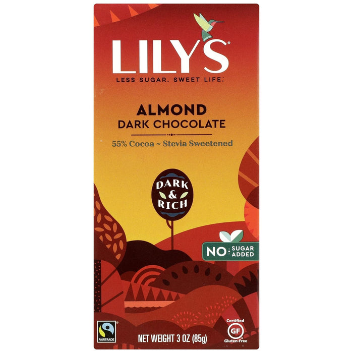 Lily'S Dark Chocolate Stevia Sweetened Almond Bar 3 Oz