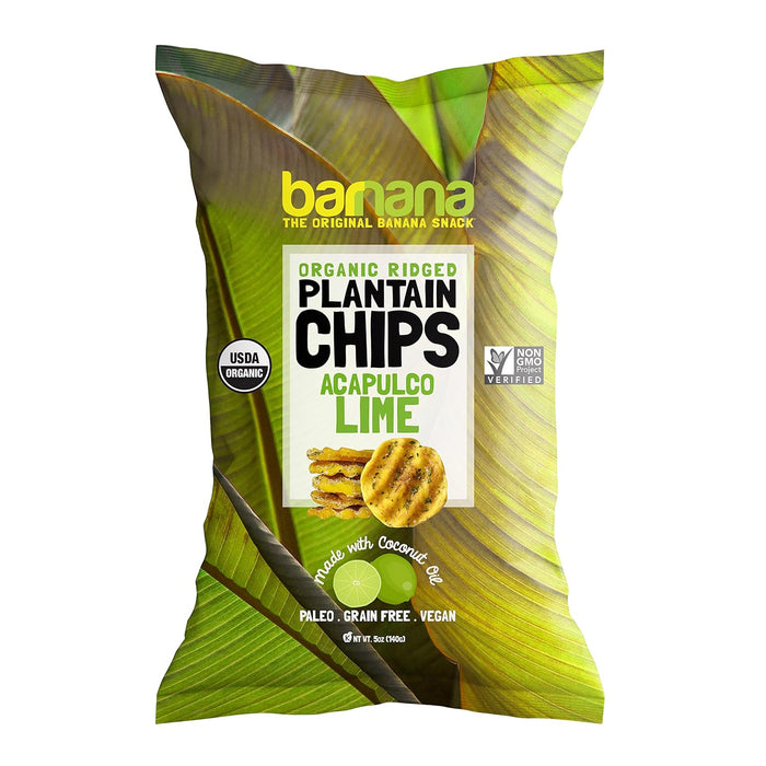 Barnana  Organic Ridge Cut Plantain Chips Kettle Cooked Acapulco Lime  5 Oz