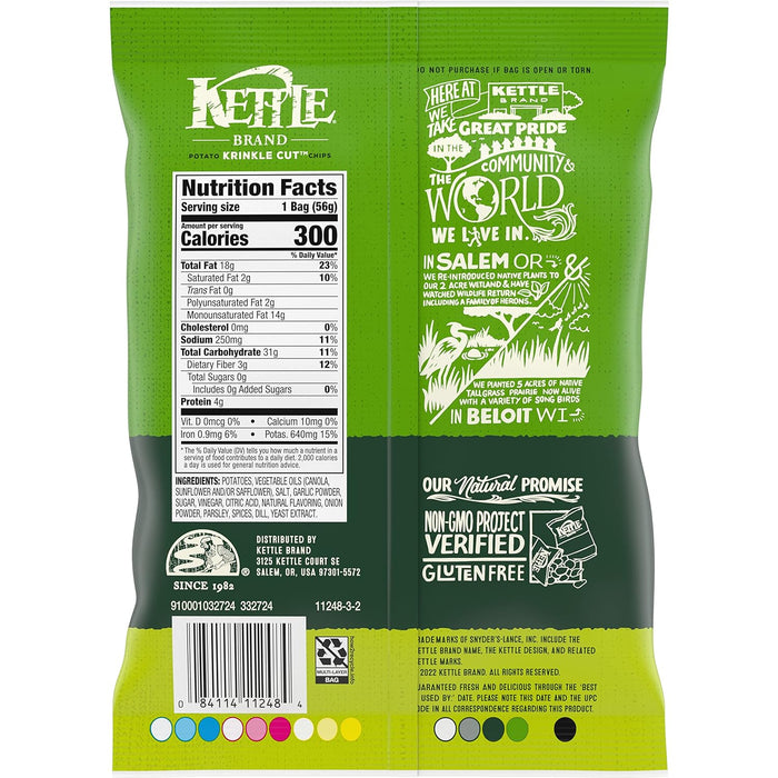 Kettle Brand  Krinkle Cut Potato Chips Dill Pickle  2 Oz