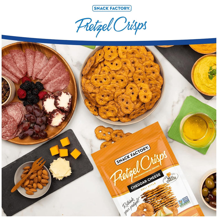 Snack Factory  Pretzel Crisps Thin Crunchy Deli Style Cheddar Cheese  7.2 Oz