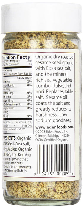 Eden Foods  Organic Gomasio Sesame Salt Seaweed  3.5 Oz