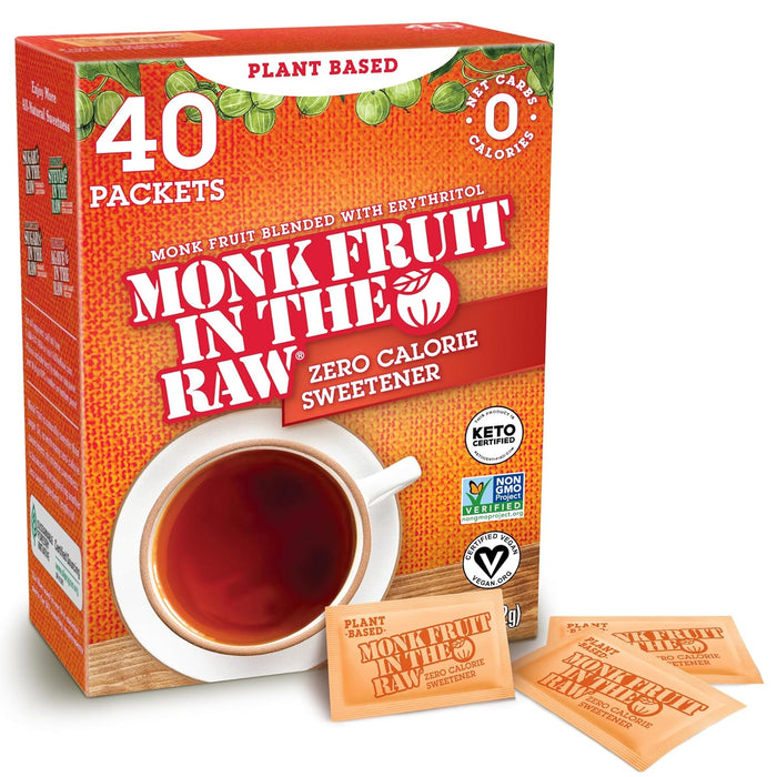 In The Raw  Monk Fruit Sweetener Packets Box  40 Ct