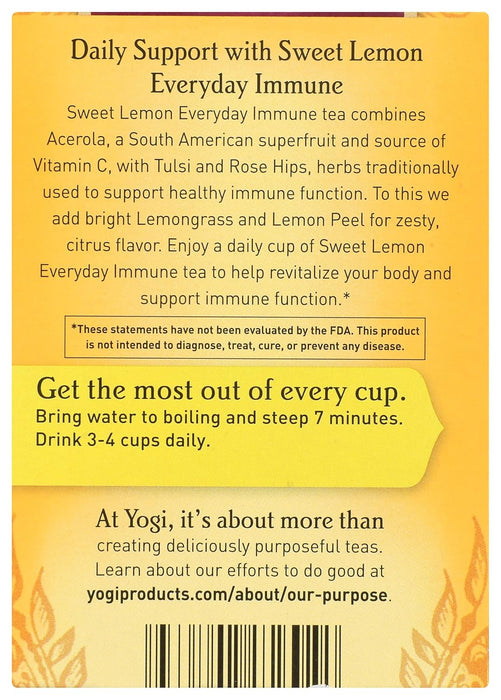 Yogi  Tea Sweet Lemon Everyday Immune  16 Ct