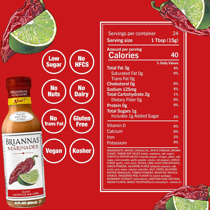 Briannas Marinade Smoked Chipotle Lime 12 fl