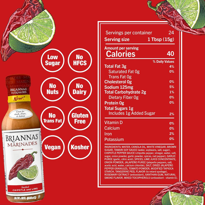 Briannas Marinade Smoked Chipotle Lime 12 fl