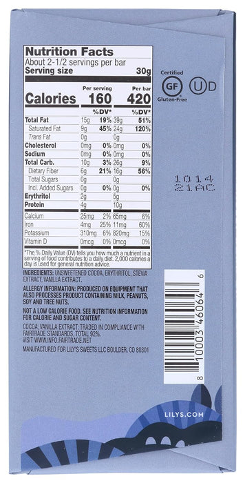 Lily'S  Intensely Dark Chocolate Bar 92% Cocoa   2.8 Oz