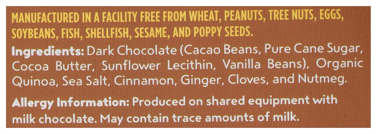 Undercover Chocolate  Quinoa Crisps Dark Chocolate & Pumpkin Spice   2 Oz