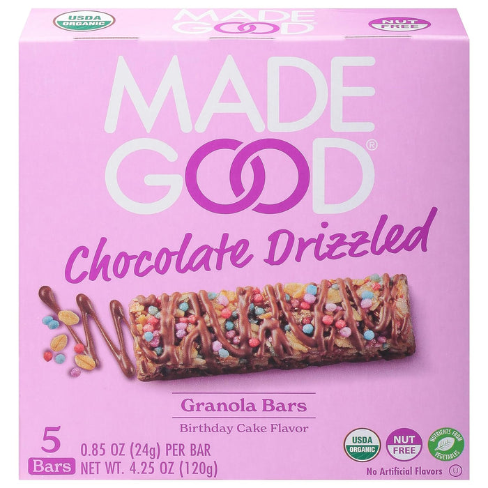 Made Good  Organic Granola Bar Chocolate Drizzled Birthday Cake   5/.85 Oz