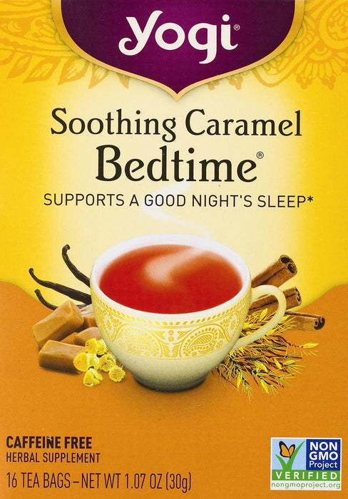 Yogi  Organic Bedtime Herbal Tea Caffeine Free Soothing Caramel  16 Ct