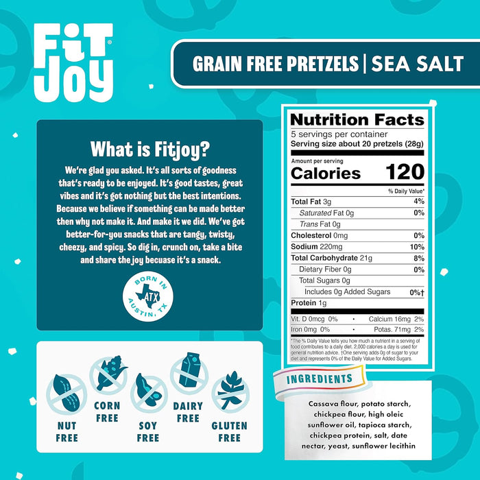 Fitjoy  Grain Free Pretzels Sea Salt  5 Oz