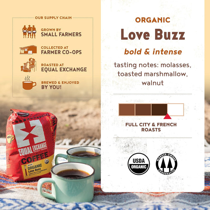 Equal Exchange  Organic Ground Coffee Love Buzz   10 oz