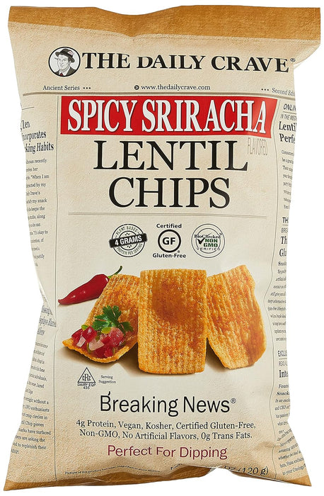 The Daily Crave  Spicy Sriracha Lentil Chips  4.25 Oz