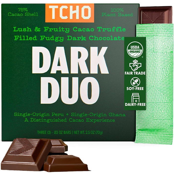 Tcho Chocolate  Organic Dark Duo Filled Dark   2.5 Oz