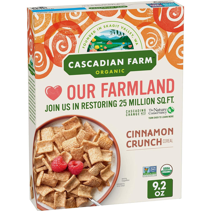 Cascadian Farm  Organic Cereal Cinnamon Crunch   9.2 Oz