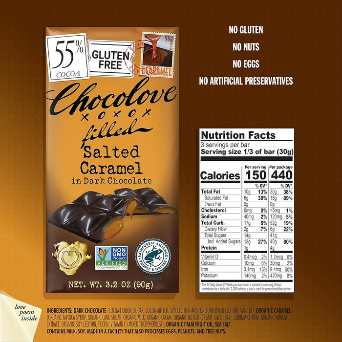 Chocolove  Dark Chocolate Bar Salted Caramel   3.2 Oz