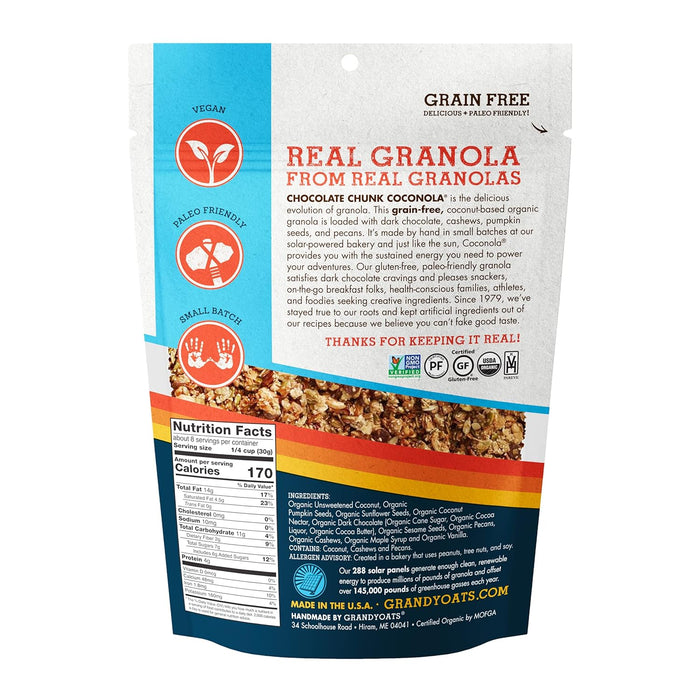 Grandyoats  Organic Grain Free Granola Coconola Dark Chocolate   9 Oz