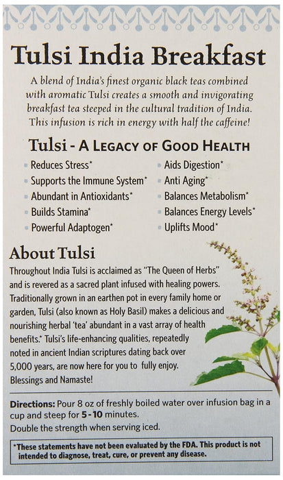 Organic India  Tulsi Tea Breakfast 18 Tea Bags  18 Ct