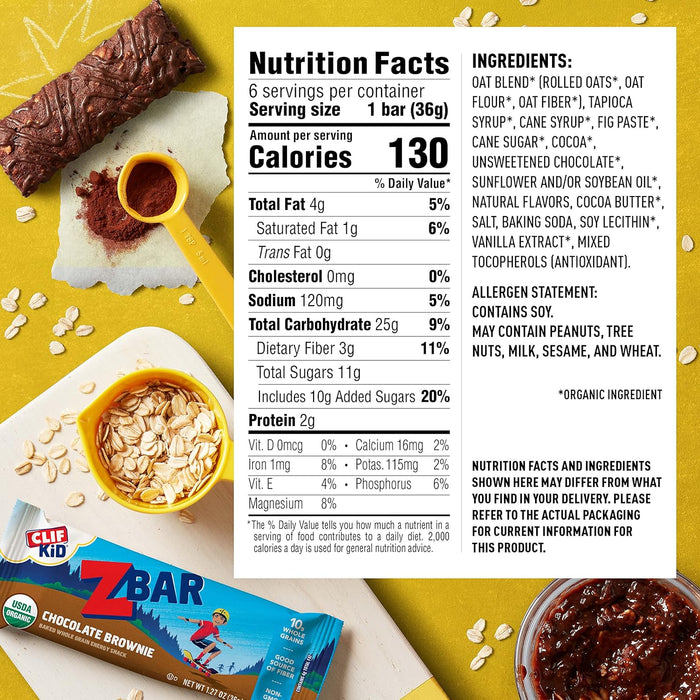 Clif Kid  Kids Protein Bar Organic Chocolate Brownie   1.27 Oz