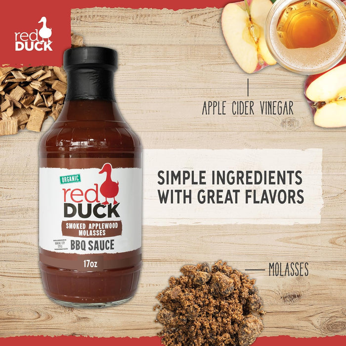 Red Duck Organic BBQ Sauce Smoked Applewood Molasses 17 oz