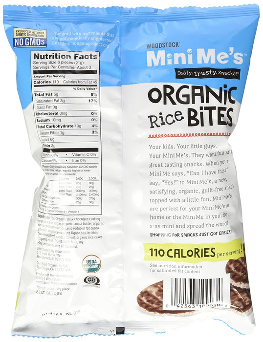 Woodstock Mini Mes  Organic Milk Chocolate Rice Bites  2.1 Oz