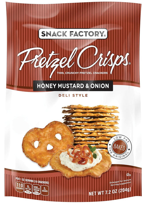 Snack Factory  Pretzel Crisps Deli Style Honey Mustard & Onion Pretzels Crisps  7.2 Oz