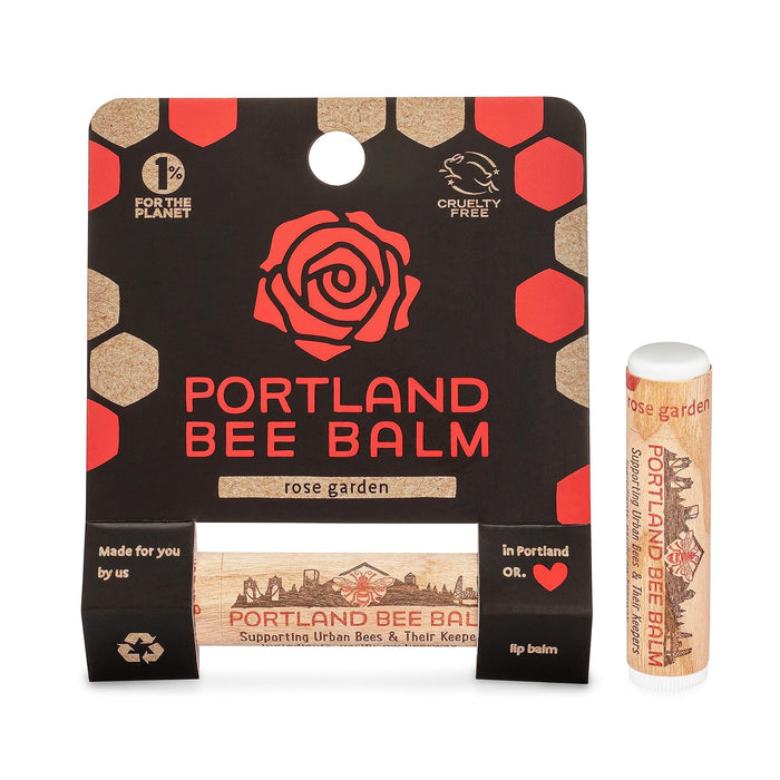 Portland Bee Balm All Natural Handmade Beeswax Based Lip Balm Rose Garden 1 Count .15 OZ