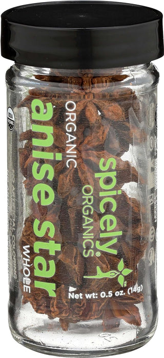 Spicely Organics  Organic Whole Anise Star  0.5 Oz