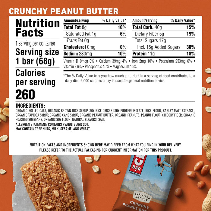 Clif Bar  Organic Energy Bar Crunchy Peanut Butter   14.4 Oz