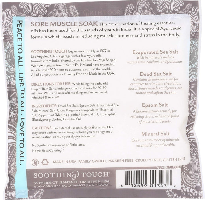 Soothing Touch  Bath Salts Sore Muscle Soak  8 Oz